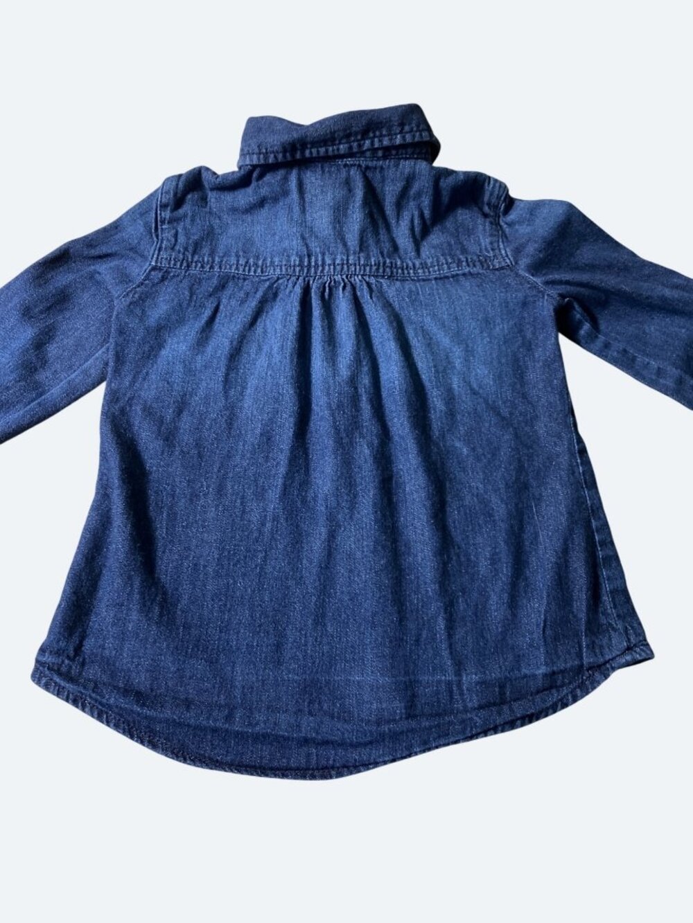 Denim Button Up Shirt For Girls XS 4-5 Years 100% Cotton Dark Blue - Picture 4 of 12